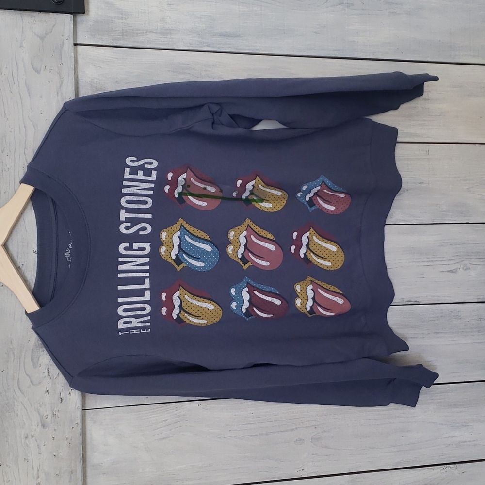 The Rolling Stones Crew Neck Sweatshirt Blue Size Medium NWOT NEW - Picture 1 of 5